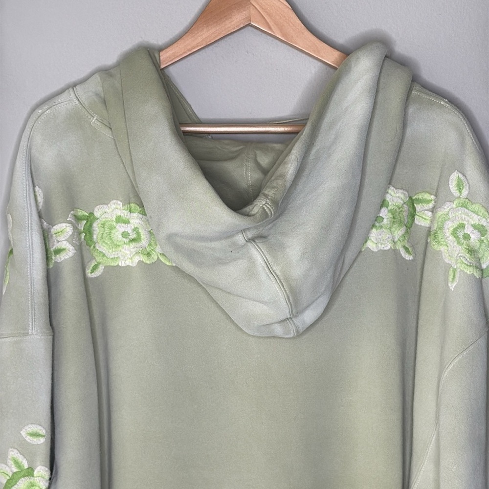 Free People We The Free Ombre Embroidered Oversized Hoodie in Green SIze Large - Picture 8 of 10
